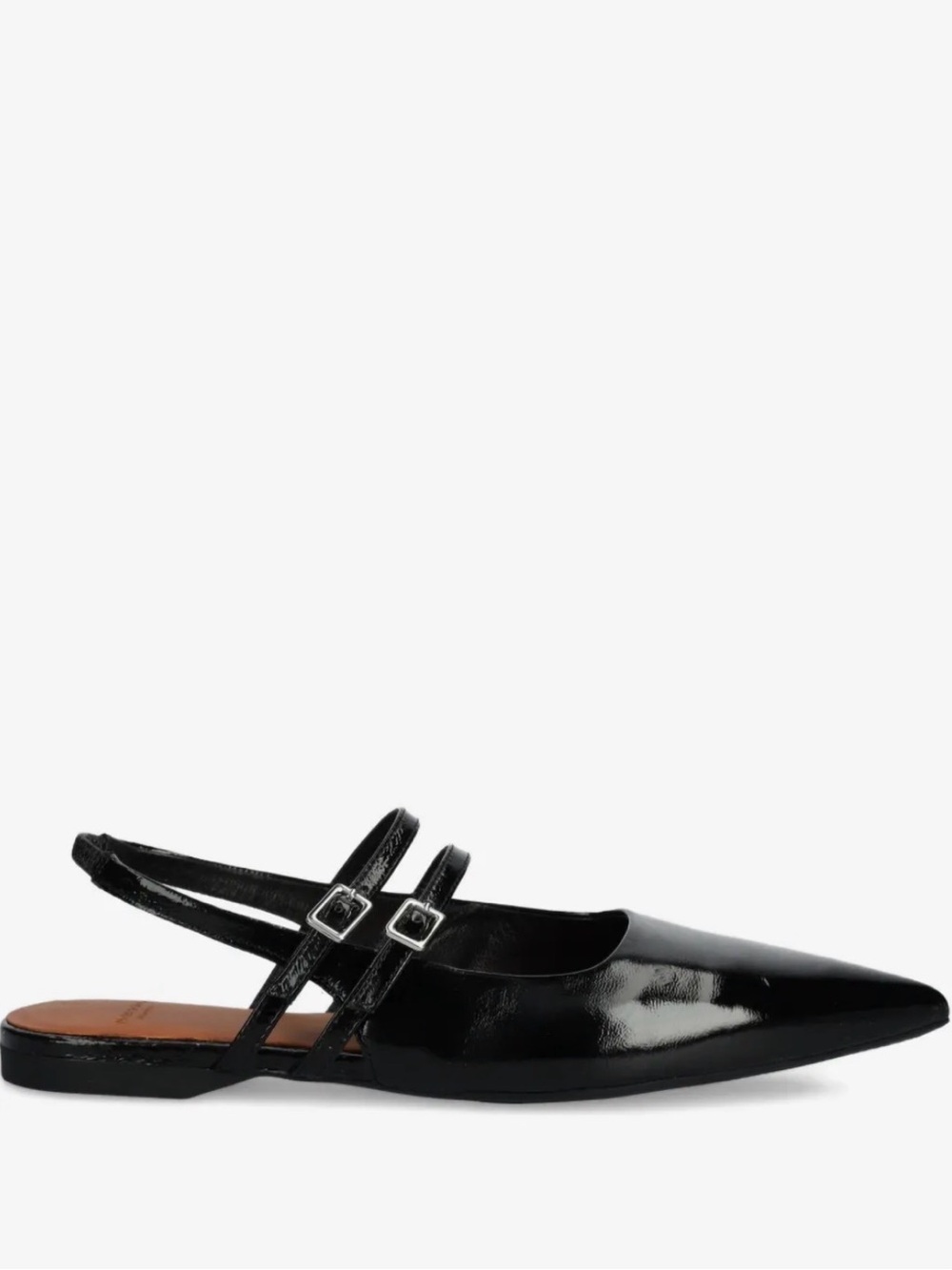 Vagabond Hermine Black Patent Leather Pointed Toe Slingback Flats EU 37